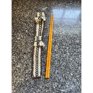 Vintage Handmade Chopsticks With Crocheted Case
